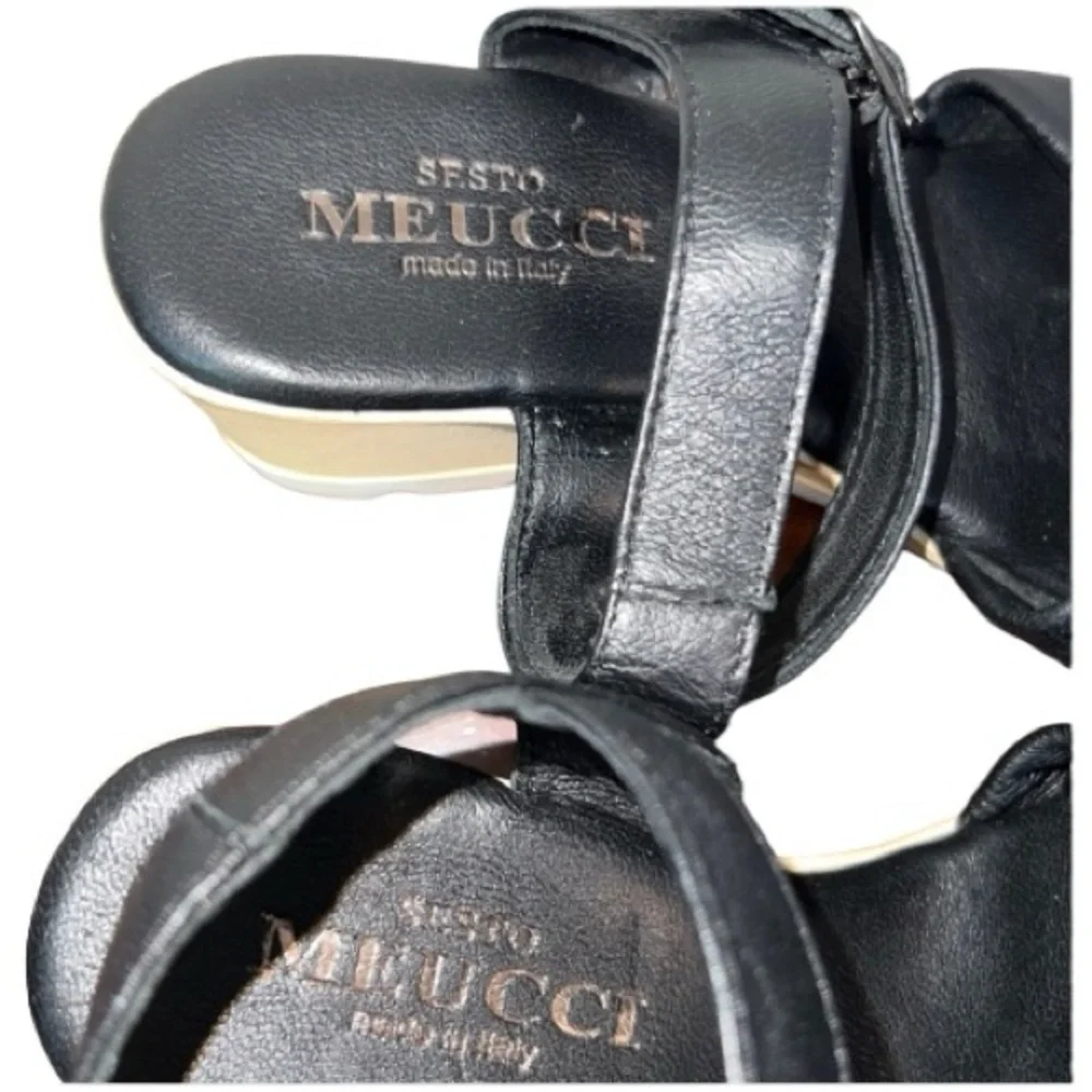 Sesto Meucci Black Criss Cross Ankle Strap Sandals Size 4.5